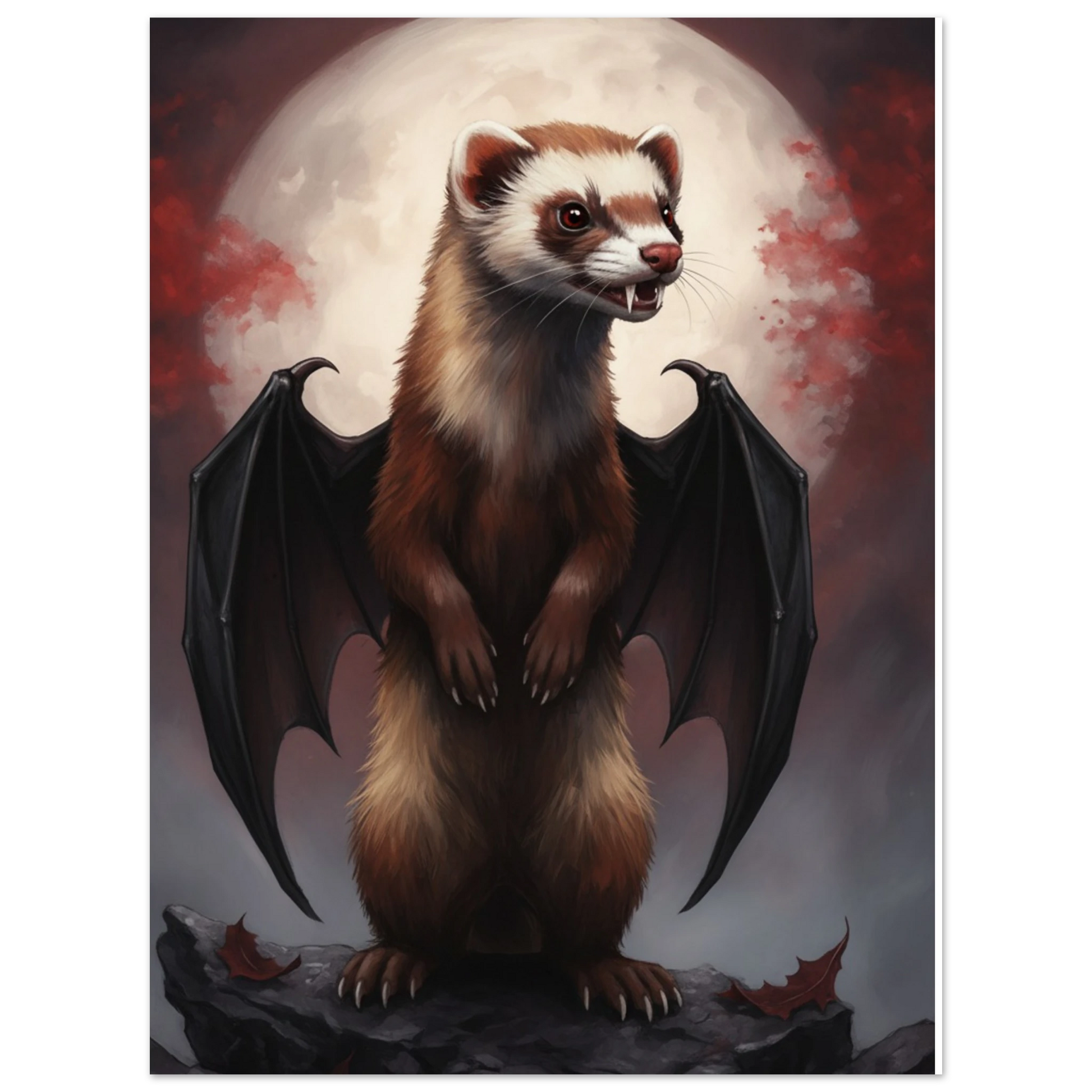 Gothic Full Moon Ferret Premium Matte Paper Poster