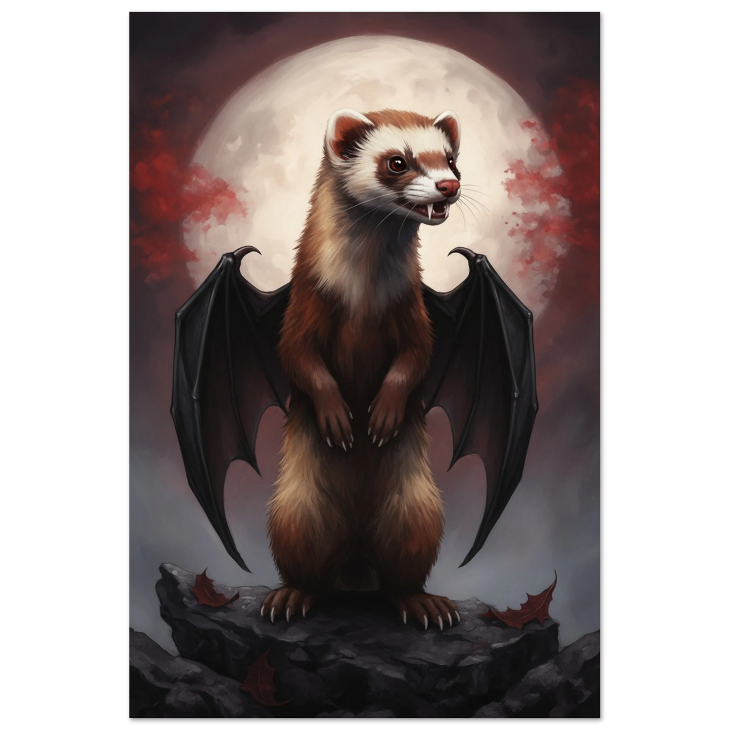 Gothic Full Moon Ferret Premium Matte Paper Poster