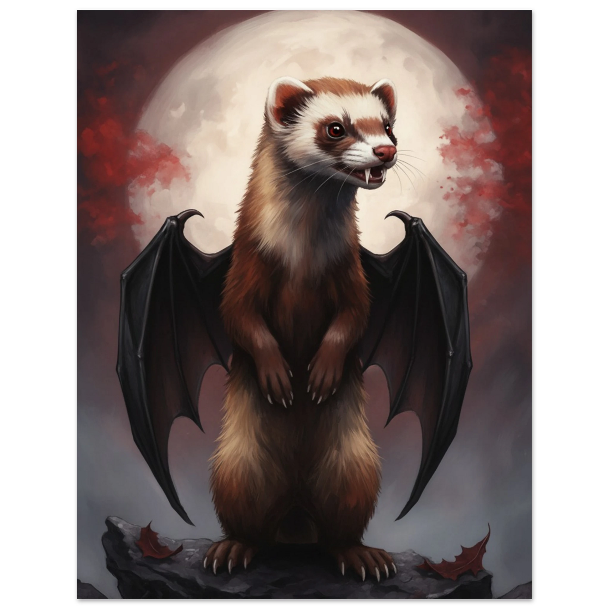 Gothic Full Moon Ferret Premium Matte Paper Poster