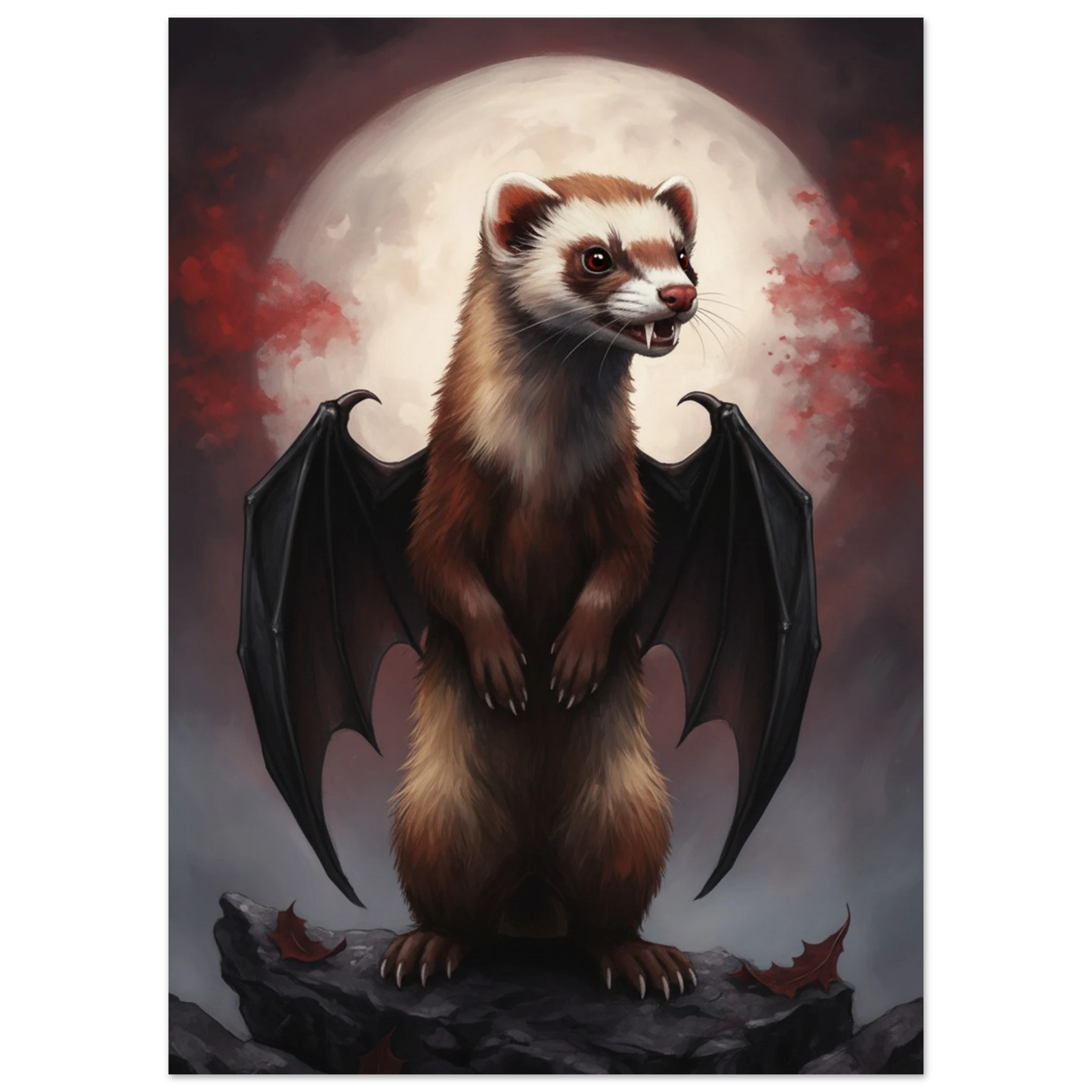 Gothic Full Moon Ferret Premium Matte Paper Poster