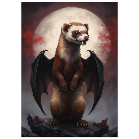 Gothic Full Moon Ferret Premium Matte Paper Poster