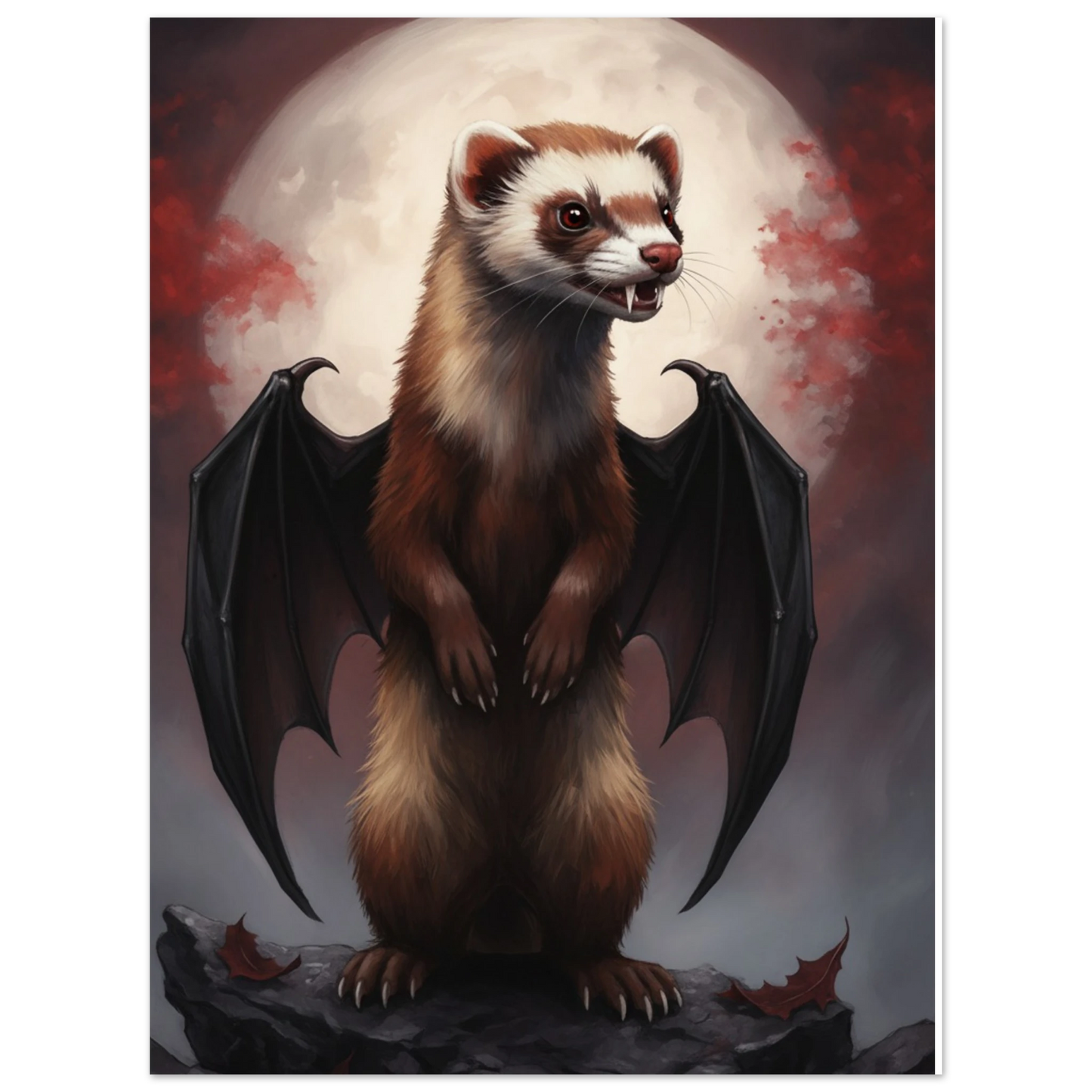 Gothic Full Moon Ferret Premium Matte Paper Poster