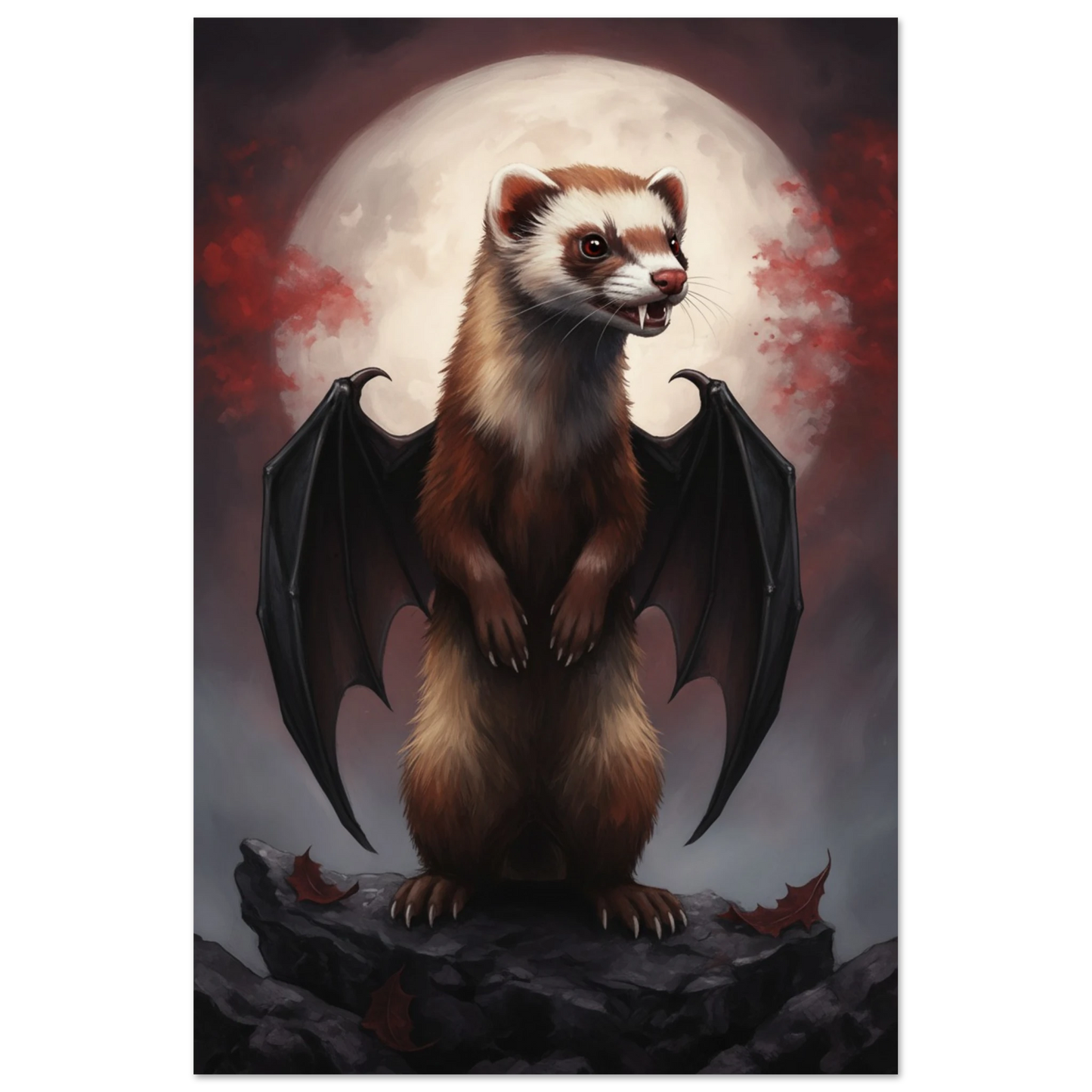 Gothic Full Moon Ferret Premium Matte Paper Poster