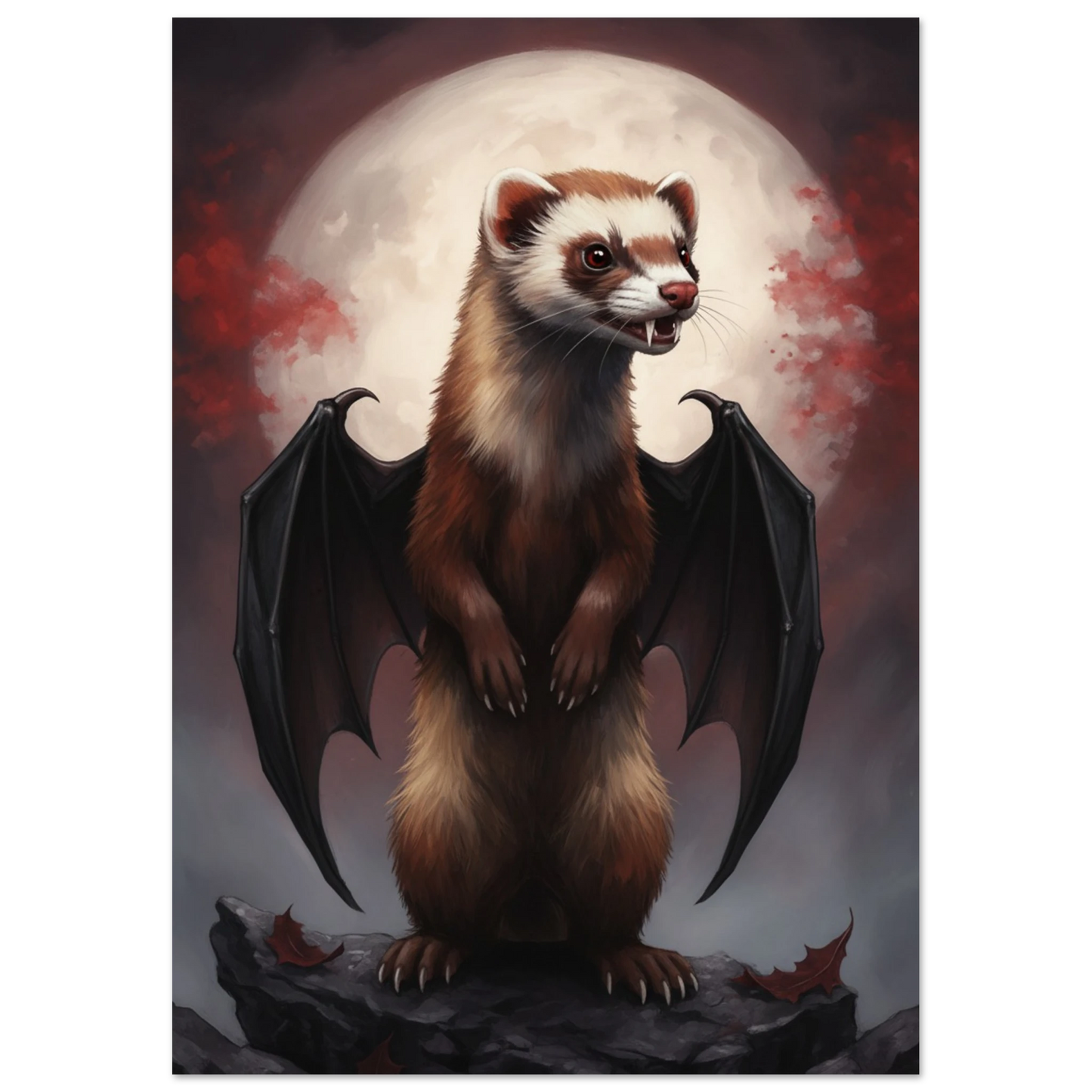 Gothic Full Moon Ferret Premium Matte Paper Poster