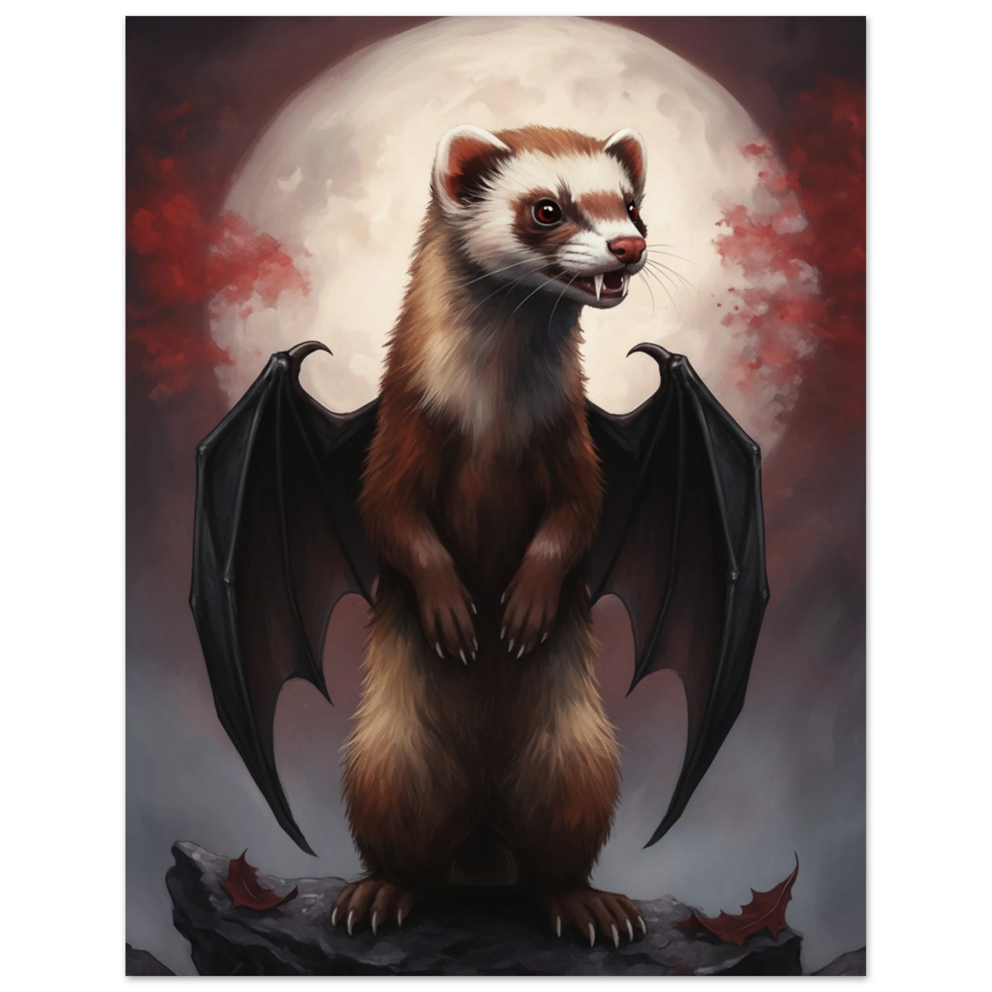 Gothic Full Moon Ferret Premium Matte Paper Poster